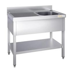 Plonge inox 1400x600mm avec 1 bac à droite et égouttoir à gauche PREMIUM - GOLDINOX - inox 3701770815791_0