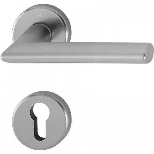 POIGNÉE DE PORTE DOUBLE SUR ROSACES RONDES STOCKHOLM FINITION INOX - CLÉ I HOPPE