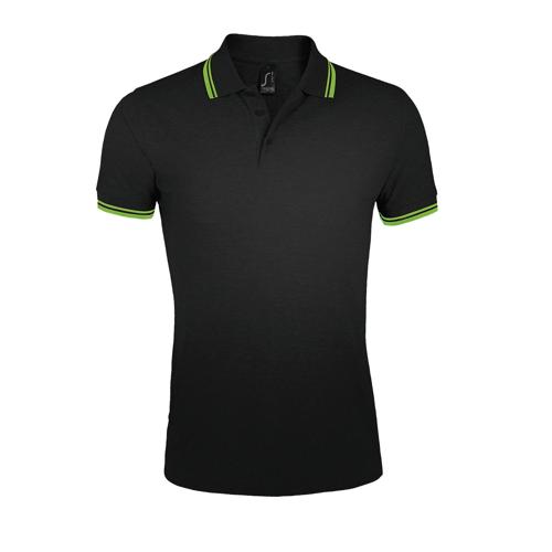 POLO PERSONNALISABLE HOMME EN COTON PEIGNÉ NOIR/LIME