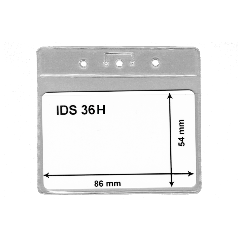 Porte-badge horizontal - Lot de 100 - Plastique transparent robuste - Réf IDS36H_0