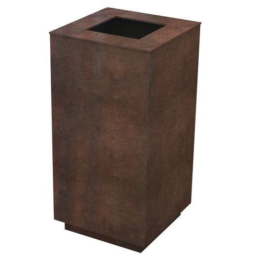 POUBELLE D'EXTÉRIEUR OLÉA 108 L CARRÉE - ACIER CORTEN - BENITO