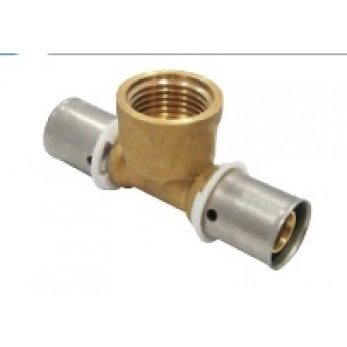 RACCORD PER À SERTIR - TÉ FEMELLE - DIAM 16 MM - FILETAGE 15X21 BOUTTÉ