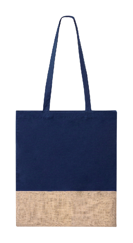 Sac shopping bicolore en coton et jute - anses longues - 120 g/m²_0