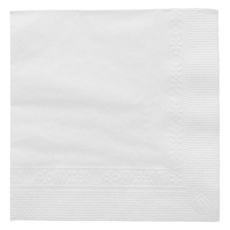Serviette ouate 2 plis blanc avec bord en relief 20x20cm - par 4800_0