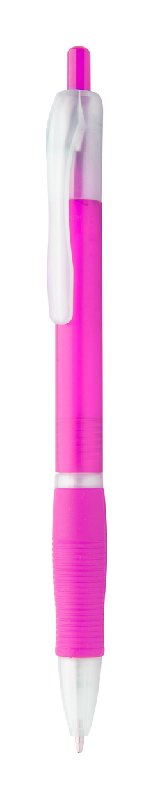 Stylo à bille en plastique - grip en caoutchouc - encre bleue - couleur fuchsia_0