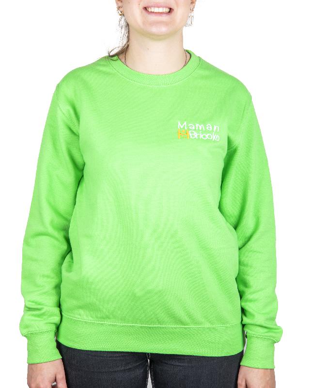 SWEAT COL ROND MAMAN SOBRICOLO VERT FLUO TS - SWJH030LIS