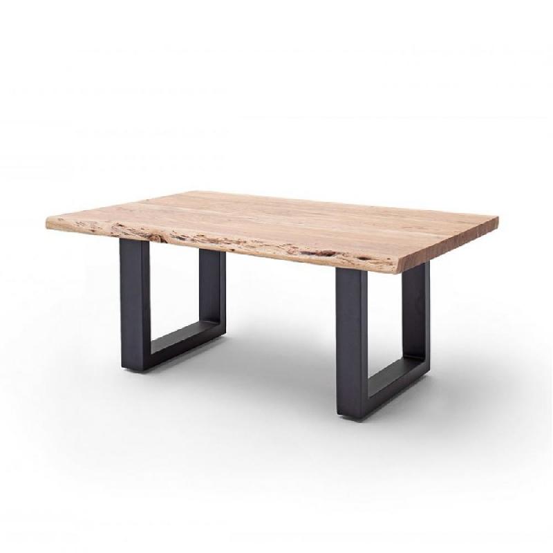 TABLE BASSE CLAREN PLATEAU 110 EN ACACIA MASSIF NATUREL PIÉTEMENT U LAQUÉ ANTHRACITE_0