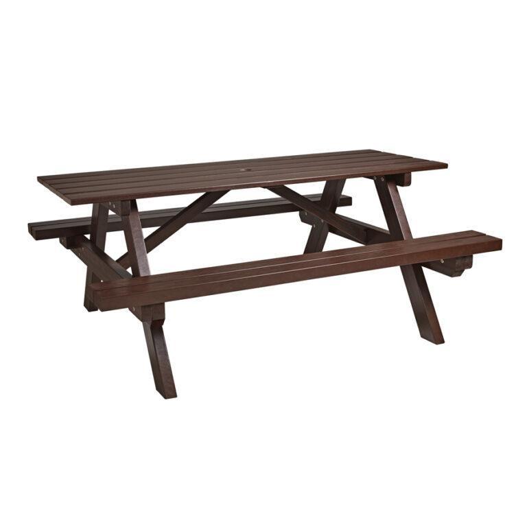 Table de pique-nique recyclée Greenway - 8 places - résine imitation bois, recyclable et résistante_0