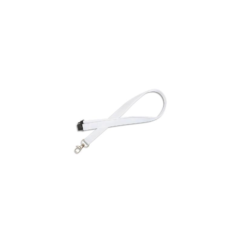 TOUR DE COU AVERY AVEC MOUSQUETON ET CLIP DE SECURITE - LONGUEUR 44 X LARGEUR 1,5CM - BOÎTE DE 10 - BLANC