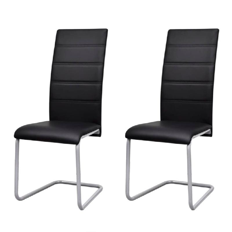 VidaXL Chaises à manger cantilever lot de 2 noir similicuir Modèle Bellecour Chic - 242289_0