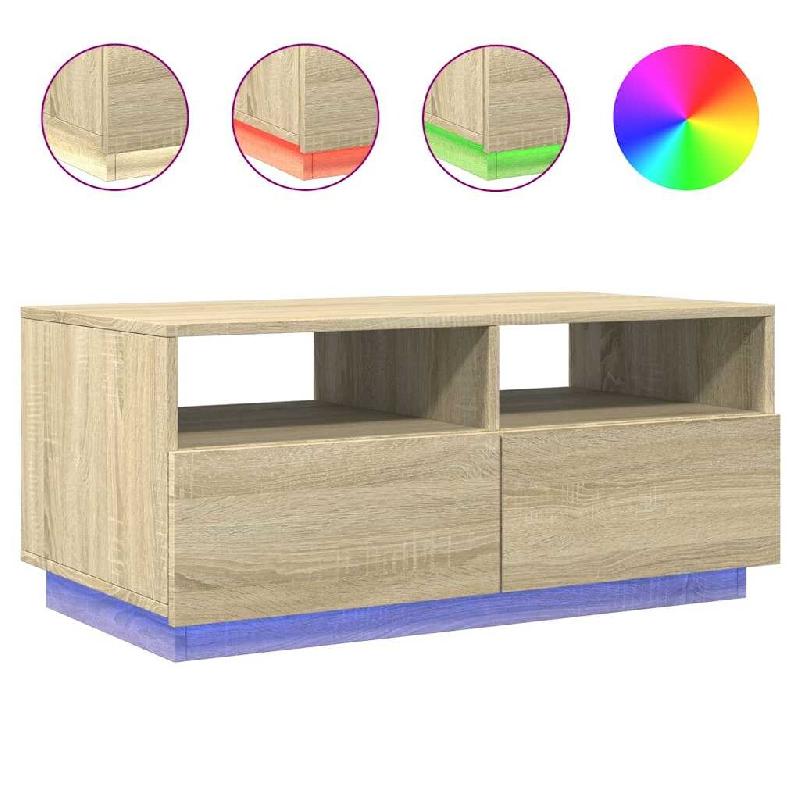 VidaXL Table basse avec lumières LED chêne sonoma 90x49x40 cm Modèle Aero Stella - 839835_0