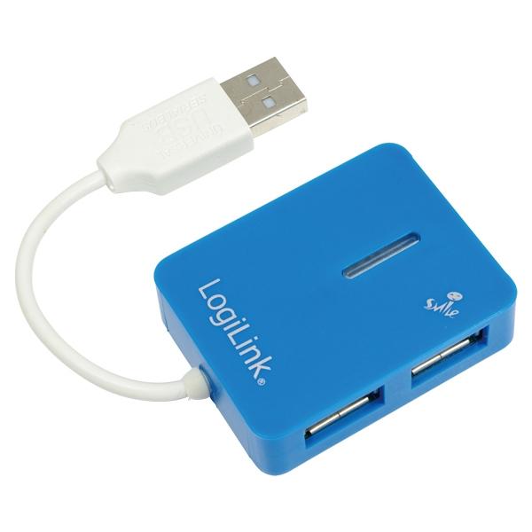 Hub USB 2.0 4 ports LogiLink UA0136 - Bleu - Taux de transfert 480 Mbit/s - Compatible Windows et Mac_0