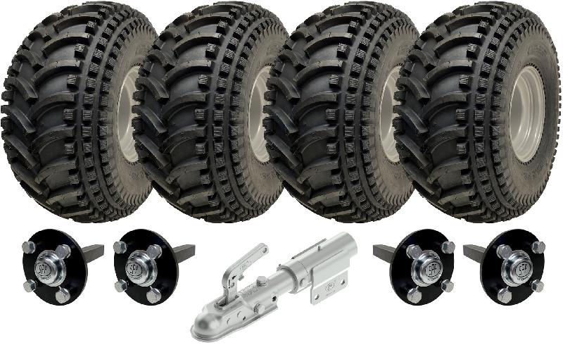 22x11.00-8 Kit remorque ATV à deux essieux Roues, essieux et attelage pivotant Capacité 620kg_0