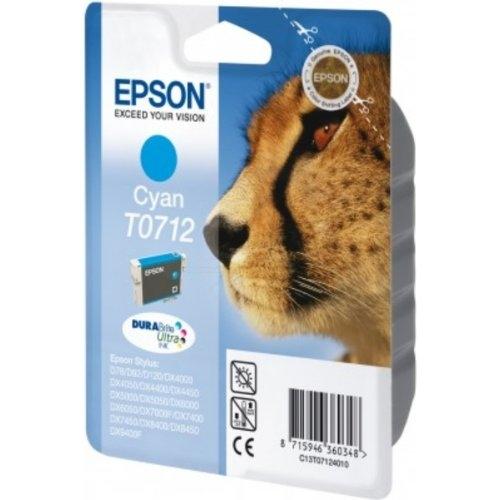 EPSON T071240/10/20 - Cartouche jet d'encre originale C13T0712402 - Couleur Cyan - Compatible Stylus CX4300, D120, D78, D91, D92, DX4000_0