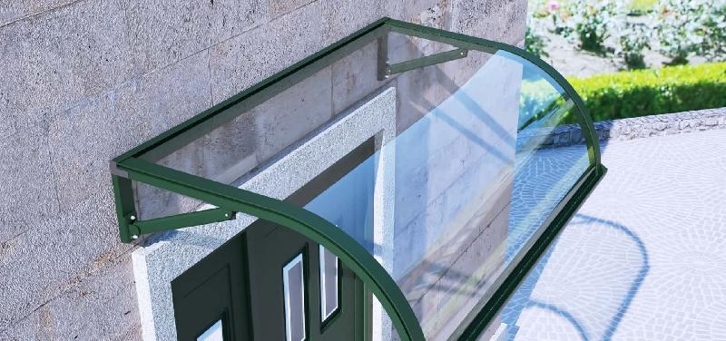 Arco - Marquise incurvée en polycarbonate avec gouttière frontale_0