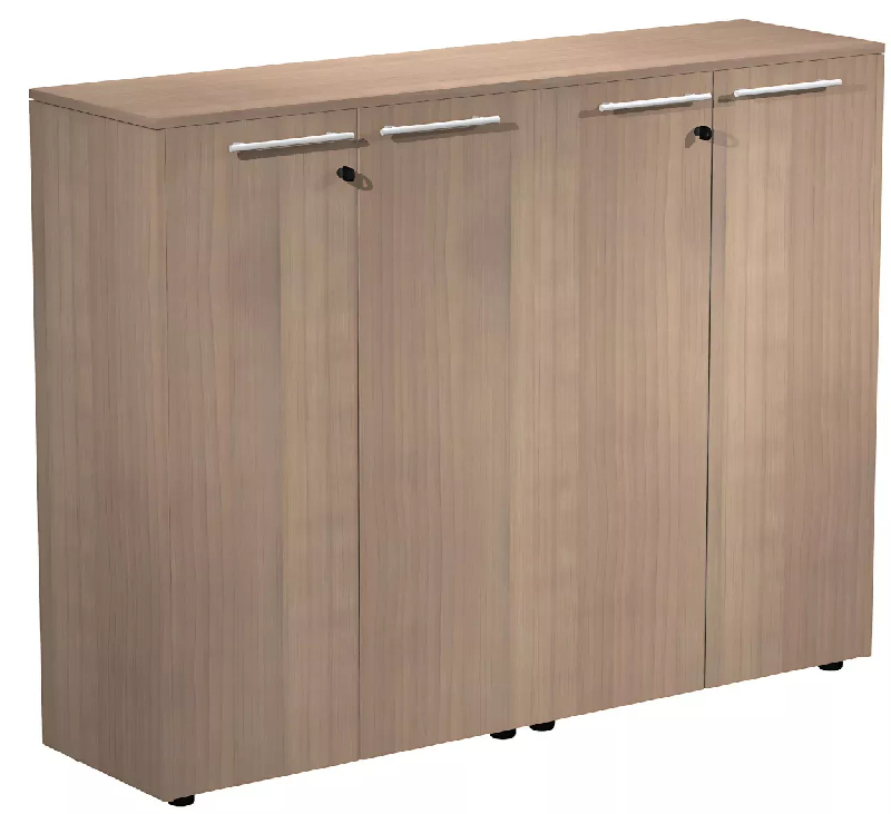 Armoire 4 portes mélaminé à serrure - 4 étagères - L. 163 x P. 43 x  H. 120 cm So Flora - Frêne Noir_0