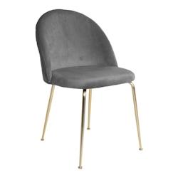 Bistromania Chaise de salle à manger GENEVE velours gris - pieds dorés - 1001252_0