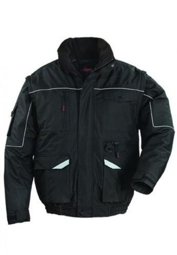 Blouson de travail 2 en 1 Ripstop noir - Manches amovibles, bandes rétro-réfléchissantes et doublure polaire_0