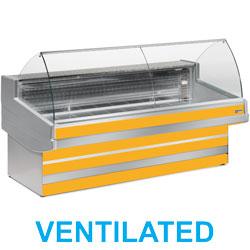 Comptoir vitrine réfrigéré - vitre bombée ventilé - modèle Elegance PLUS - 2500x1040xh1200 mm - 0° à +2° - 0,68 kW_0