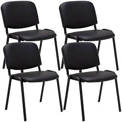Décoshop26 - Lot de 4 chaises visiteur empilable zone d'attente en PVC noir piètement à 4 pieds en métal noir 10_0003188 - noir 3000251445657_0
