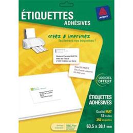 ETIQUETTES ADHESIVES ADRESSES AVERY J8160-12 - 63,5X38,1MM + LOGICIEL DE CREATION OFFERT