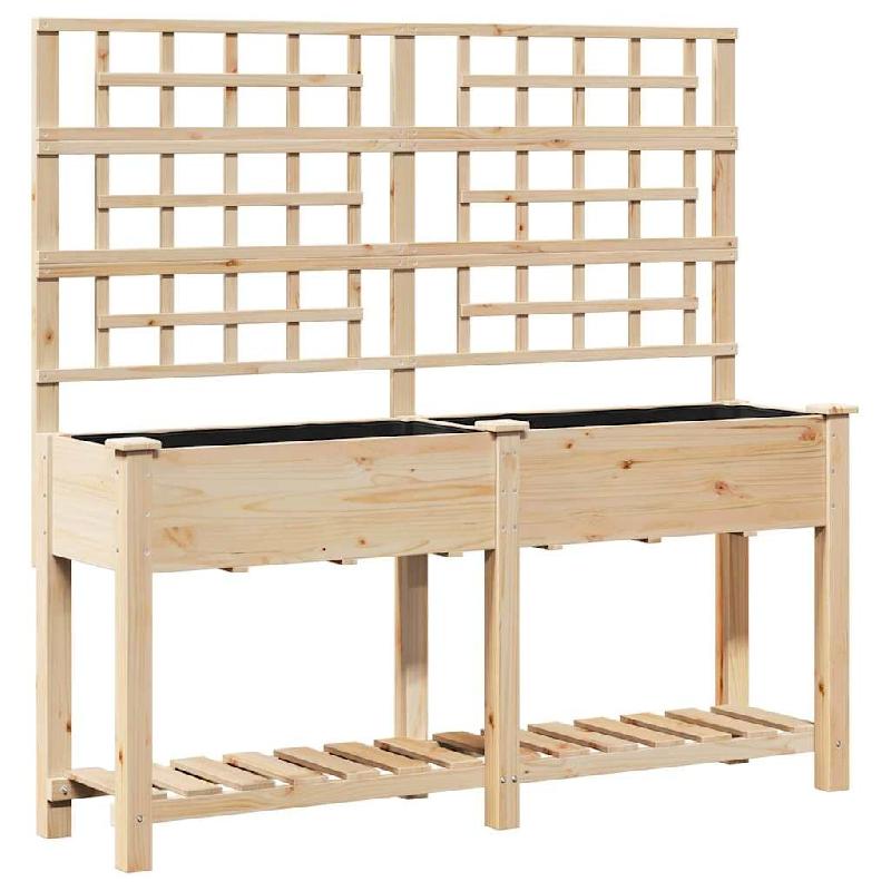 Helloshop26 - Cache-pot de jardin rectangulaire design minimaliste 161 x 46 x 152,5 cm en bois de sapin massif beige 02_0058844 - beige Bois massif 30_0