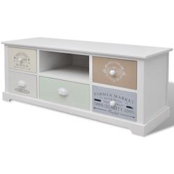 Helloshop26 - Meuble buffet TV design pratique en style français contreplaqué blanc 2502188 - blanc 3001950199100_0