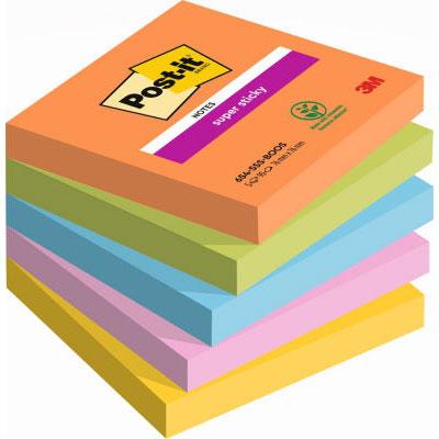 NOTES REPOSITIONNABLES POST-IT BOOST 76 X 76 MM COLORIS ASSORTIES - 5 BLOCS DE 90 FEUILLES