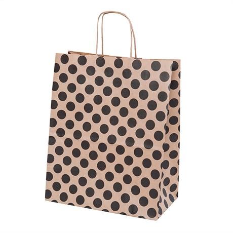 SAC CABAS AVEC ANSES À POIS 26+14X32 CM KRAFT (VENDU PAR 250)