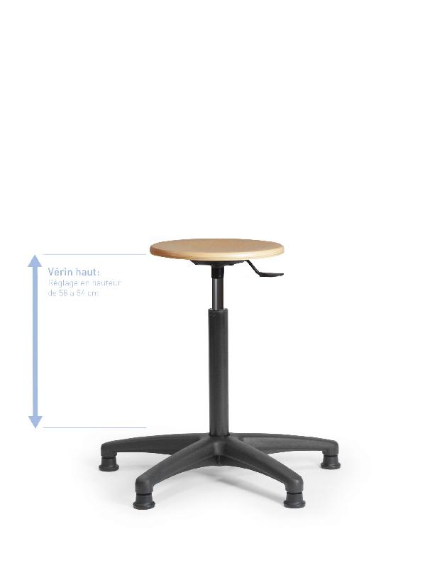 Tabouret en bois standard roulettes auto-bloquantes 580 à 840 sans_0