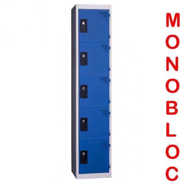 Vestiaire monobloc 1 colonne de 5 cases Largeur de case : 300 mm_0