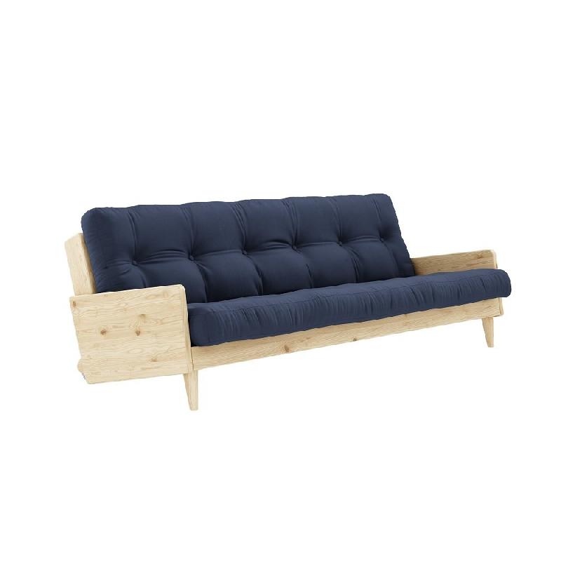 CANAPÉ 3 PLACES CONVERTIBLE INDIE STYLE SCANDINAVE FUTON BLEU MARINE COUCHAGE 130*190 CM._0