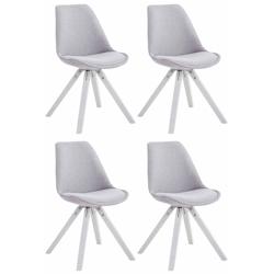 CLP Lot de 4 Chaises de salle à manger Toulouse Tissu Pieds carrés bois Gris/Blanc - gris textile 320941_0