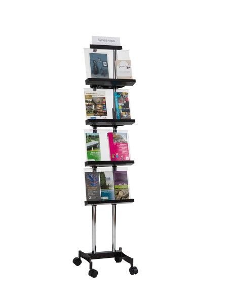 Ddpurslide - Présentoir mobile et ajustable - Alba - Compatible tout format, 4 roues, structure en chrome_0