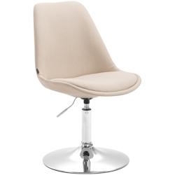 Décoshop26 - Chaise de salle à manger x1 pivotante hauteur réglable en tissu crème et pied trompette en métal chromé 10_0003786 - 3000251766967_0