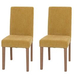 Décoshop26 - Lot de 2 chaises de salle à manger dossier haut en tissu chenille jaune pieds en bois clairs 04_0007324 - jaune 3000262059492_0
