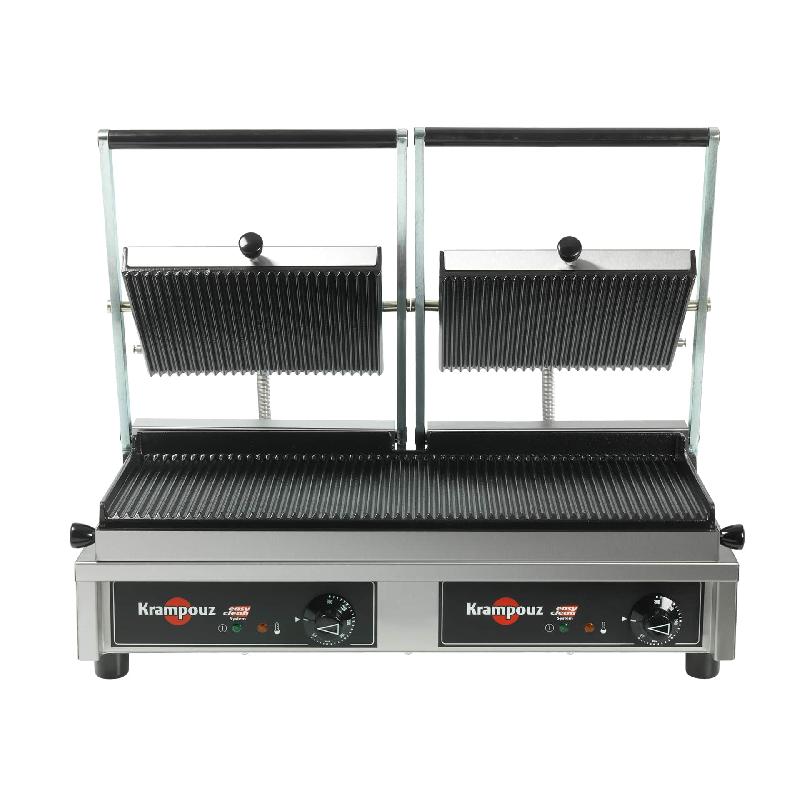 Grand gril professionnel multi-contact - 2 plaques supérieures striées / plaque inférieure striée - GECID5AO - Surface 520x230 mm - 3760 W_0