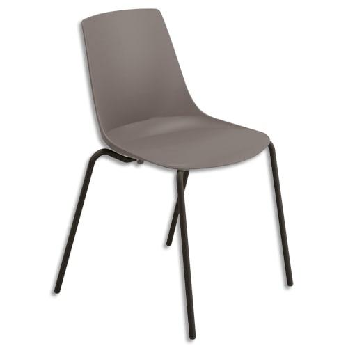 Chaise cléo polyvalente coque en polypropylène anthracite, 4 pieds noirs en métal_0