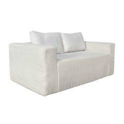Oviala Business Oviala Canapé 2 places en tissu côtelé avec coussins ecru - blanc textile 114169_0
