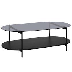 Oviala Business Table basse moderne ovale L 120 cm en verre bois noir - noir verre 113676_0