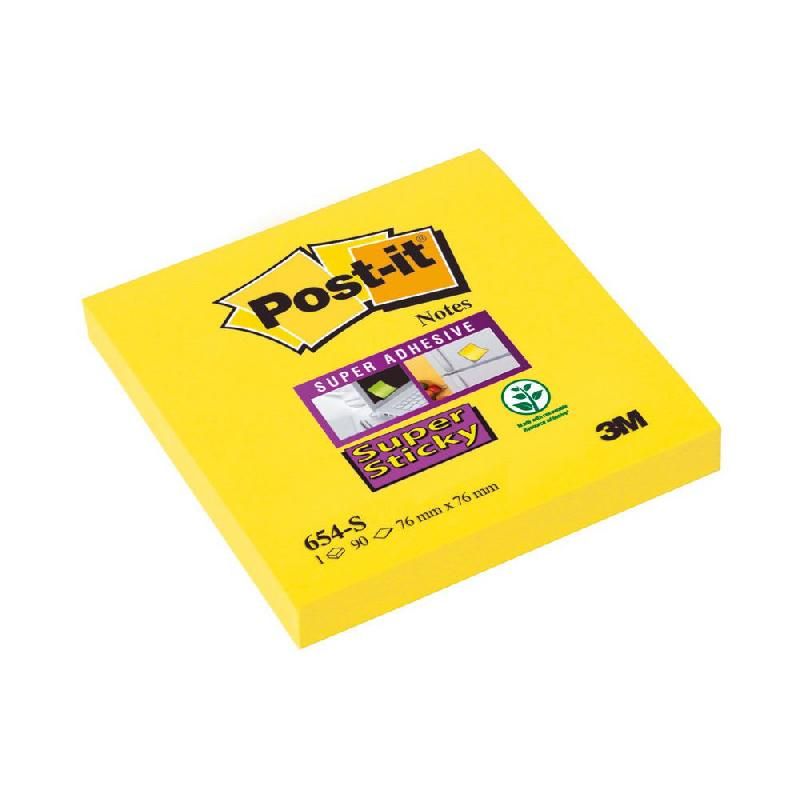 POST-IT® BLOC DE NOTES ADHÉSIVES SUPER STICKY - 76 X 76 MM - COULEUR : JAUNE (PRIX À L'UNITÉ)