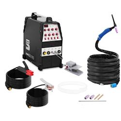 Stamos Germany Stamos Welding Poste À Souder TIG AC-DC/MMA Inverter MOSFET, 220 A / 60% DC, Câble et pack de tuyaux de 8 mètres, 2 temps /4 temps/F_0