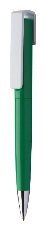 Stylo à bille twist en plastique - large clip pour impression - encre bleue - couleur verte_0