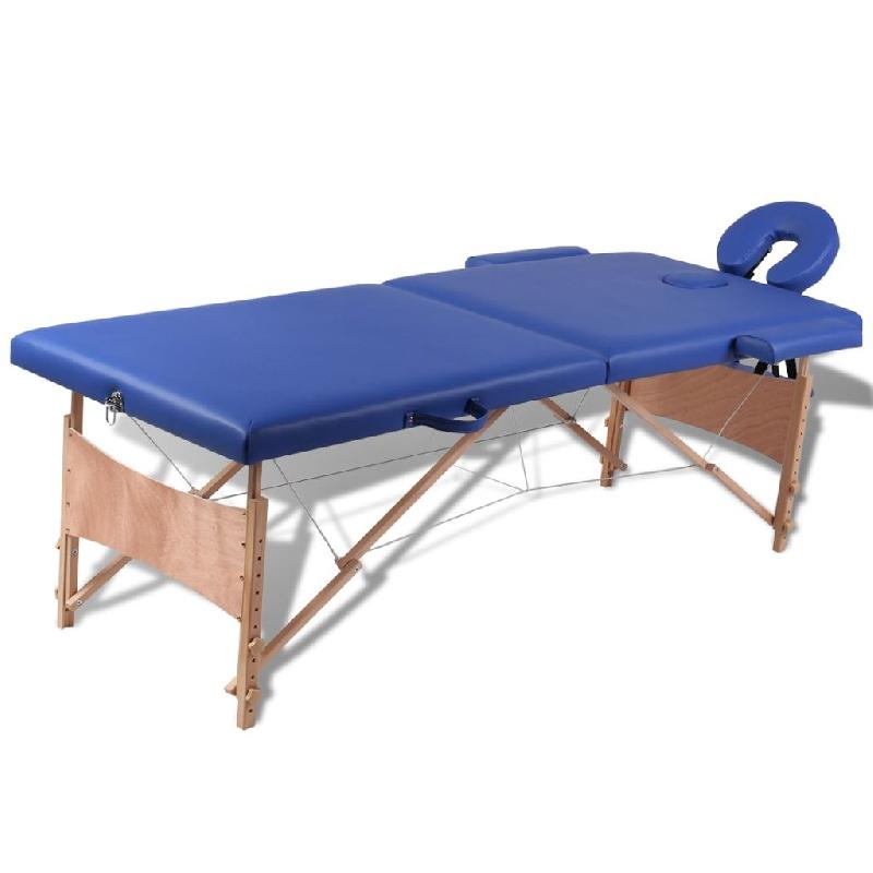 TABLE PLIABLE DE MASSAGE 2 ZONES AVEC CADRE EN BOIS BLEU 02_0001880_0