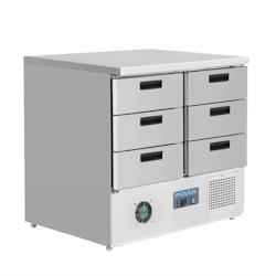 Table Réfrigérée Positive Inox 6 Tiroirs GN 1/1 - Froid Ventilé, 240L, Contrôle Digital - Polar Série G - FA440_0