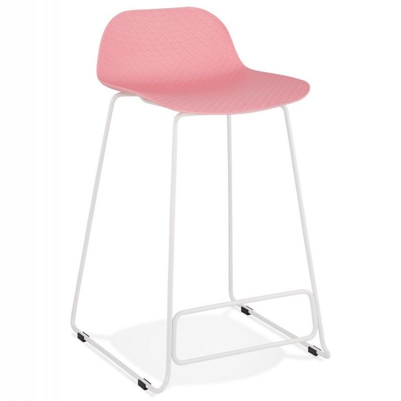 Tabouret de bar Blitz 85cm rose & blanc - Paris Prix - métal et polypropylène, compatible table mi-haute_0