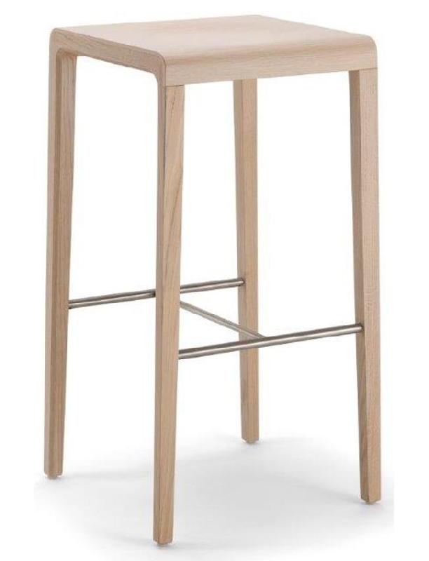 Tabouret de bar Teoman - hêtre avec assise en bois_0
