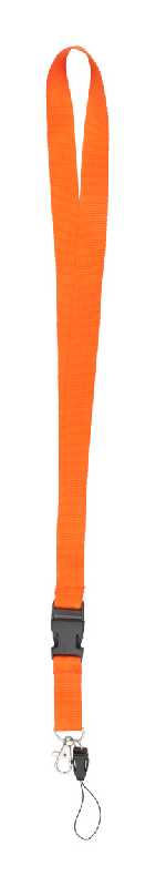 Tour de cou double - Mousqueton en métal et cordelette pour portable - Polyester - Couleur orange_0