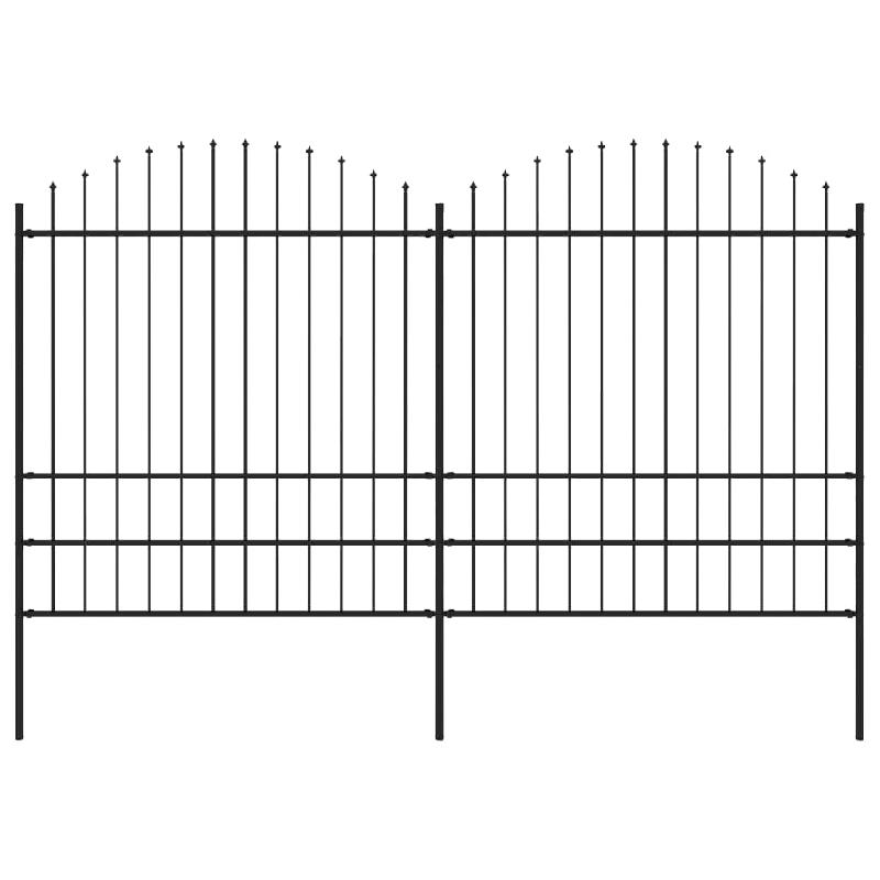 Vidaxl clôture de jardin à dessus en lance acier (1,75-2)x3,4 m noir 277749_0