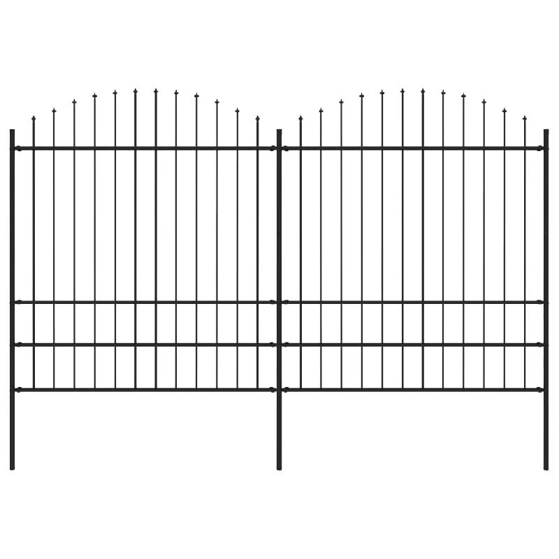 Vidaxl clôture de jardin à dessus en lance acier (1,75-2)x3,4 m noir 277749_0